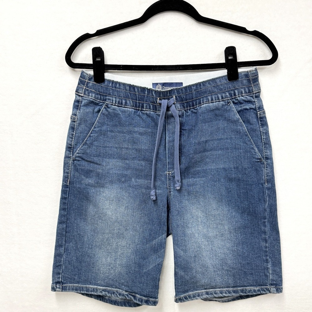 Democracy "Ab"leisure Blue Denim Shorts, Size 6, Drawstring High Rise Bermuda